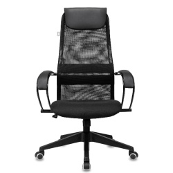 Кресло руководителя Бюрократ CH-607 черный (сетка/ткань, до 120 кг, крестовина пластик, колесики полиуретан, подголовник) 