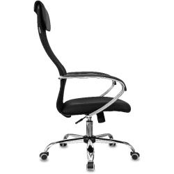 Кресло руководителя Бюрократ CH-607SL черный (сетка/ткань, до 120 кг, крестовина металл хром, колесики полиуретан, подголовник) 