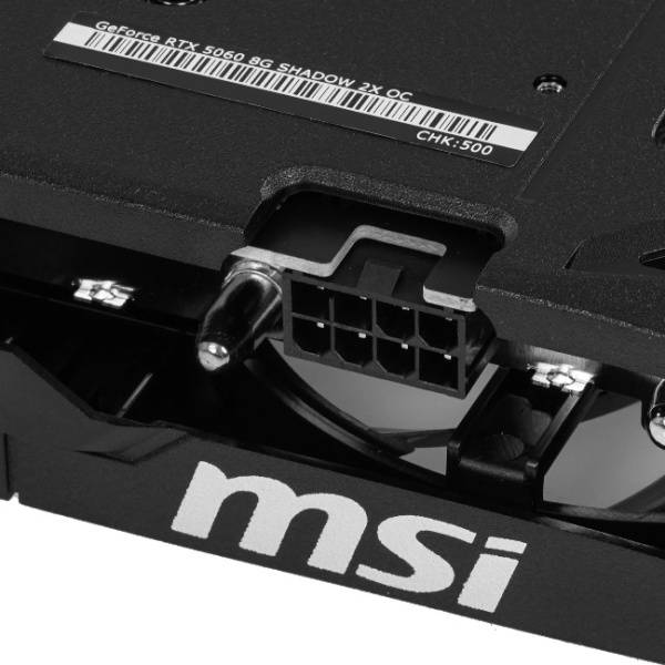 Видеокарта NVIDIA GeForce RTX 5060 8Gb (MSI GeForce RTX 5060 SHADOW 2X OC) (PCIe 5.0, 2280-2527 МГц, 8 Гб GDDR7 28000 МГц, 128 бит, HDMI/DisplayPort x3)